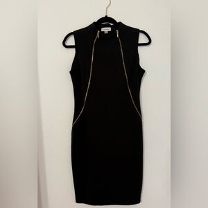 Calvin Klein Black Zip Front Sheath Dress Size 6 NWOT